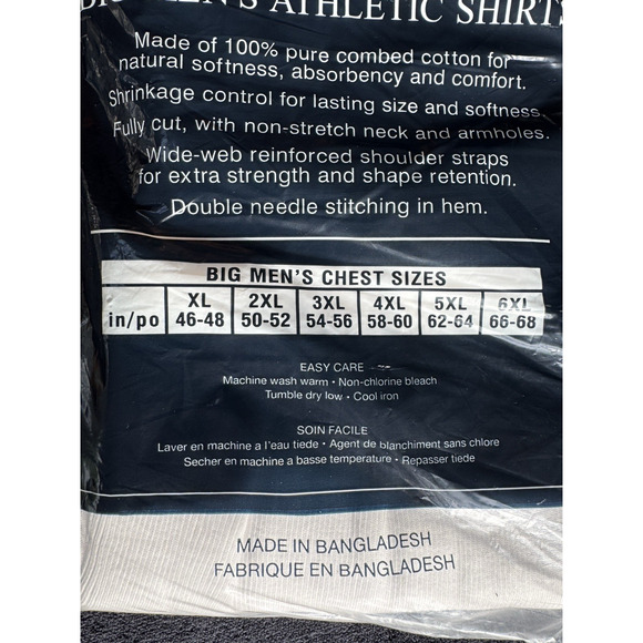 Harbor Bay Tank A-Shirts Big Men's 5XL 62-64 Ribbed Cotton Undershirts 2 Pack - Picture 5 of 5